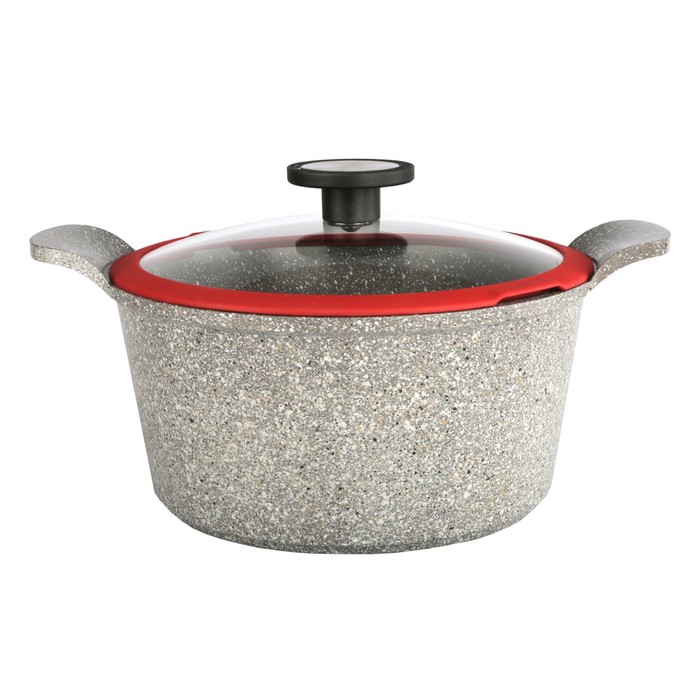 Кастрюля Ozen, литая, со стеклянной крышкой, 24 см + силиконовые прихватки