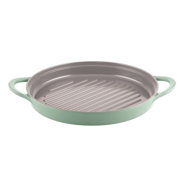 Круглый гриль Greenwood, литой, с двумя ручками, 26 см + силиконовые прихватки