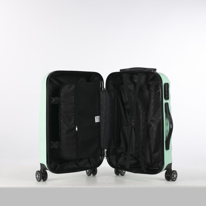 Чемодан малый 20", отдел на молнии, кодовый замок, 4 колеса, цвет мятный