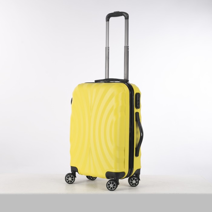 Чемодан малый 20", отдел на молнии, кодовый замок, 4 колеса, цвет жёлтый