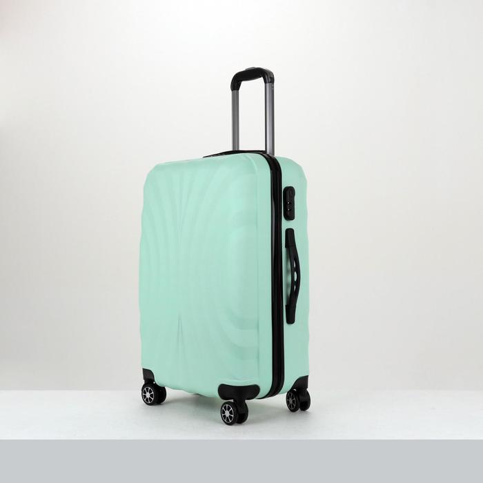 Чемодан средний 24", отдел на молнии, кодовый замок, 4 колеса, цвет мятный