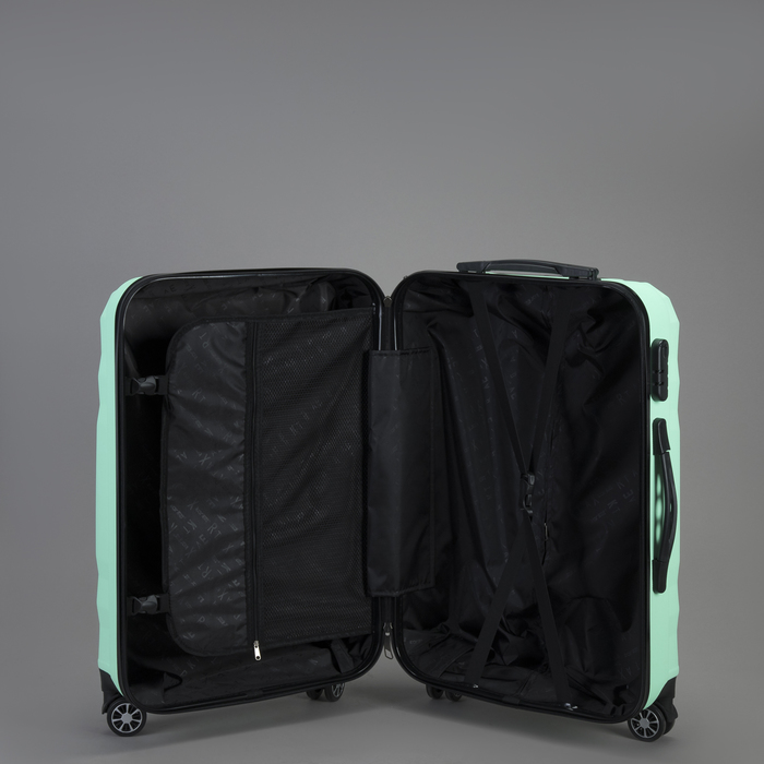 Чемодан средний 24", отдел на молнии, кодовый замок, 4 колеса, цвет мятный