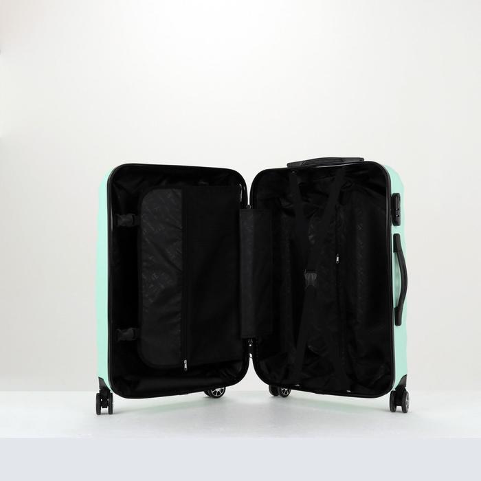 Чемодан средний 24", отдел на молнии, кодовый замок, 4 колеса, цвет мятный