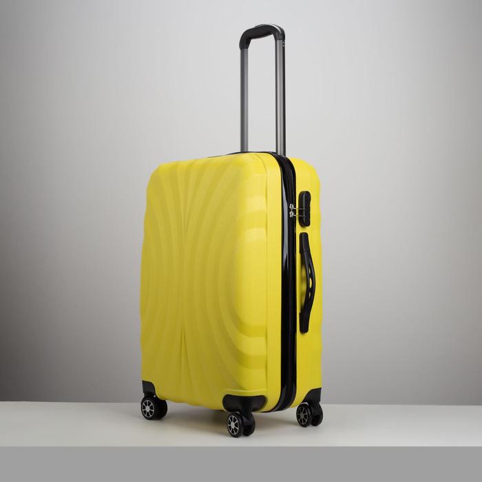 Чемодан средний 24", отдел на молнии, кодовый замок, 4 колеса, цвет жёлтый
