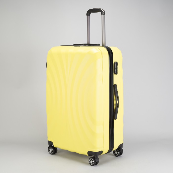 Чемодан большой 28", отдел на молнии, кодовый замок, 4 колеса, цвет жёлтый