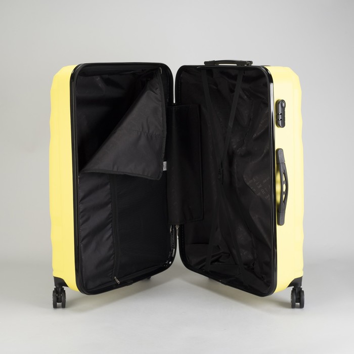 Чемодан большой 28", отдел на молнии, кодовый замок, 4 колеса, цвет жёлтый