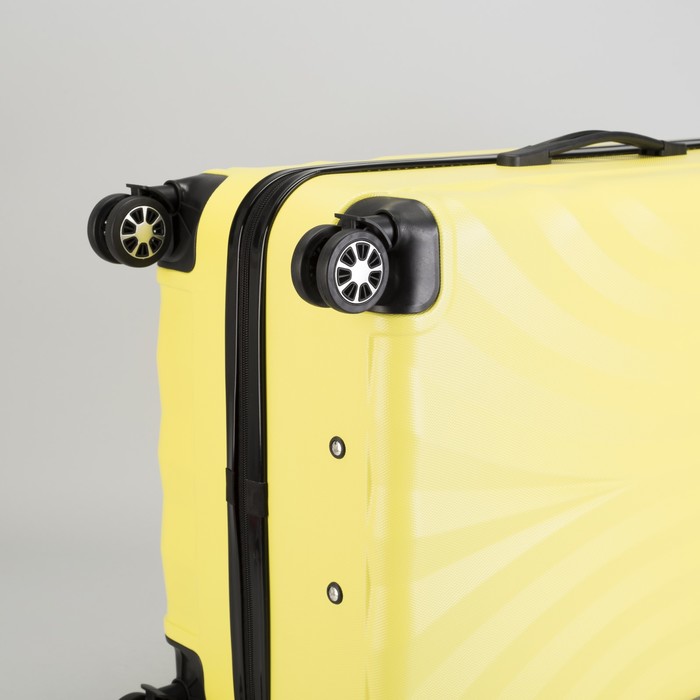 Чемодан большой 28", отдел на молнии, кодовый замок, 4 колеса, цвет жёлтый