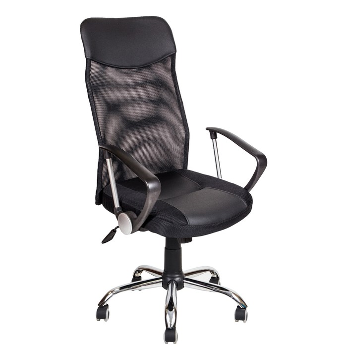 Кресло AV 128 CH, искусственная кожа/сетка, чёрное