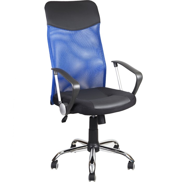Кресло AV 128 CH, искусственная кожа/сетка, чёрное/синее