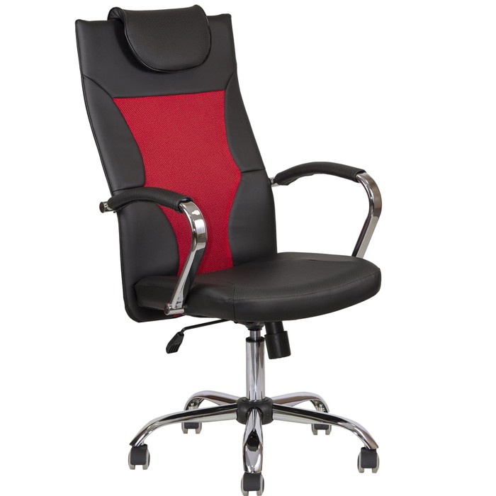 Кресло AV 134 СН, экокожа/сетка, чёрное/красное