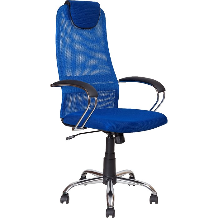 Кресло AV 142 CH, искусственная кожа/сетка, чёрное/синее
