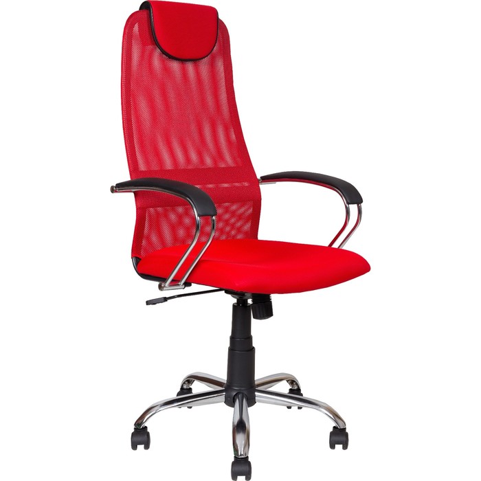 Кресло AV 142 CH, искусственная кожа/сетка, чёрное/красное