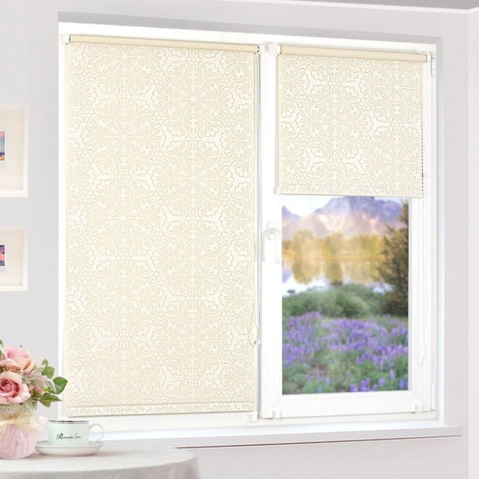 Рулонная штора "Сантайм Металлик принт Светло-бежевый", ш. 73 см, в. 170