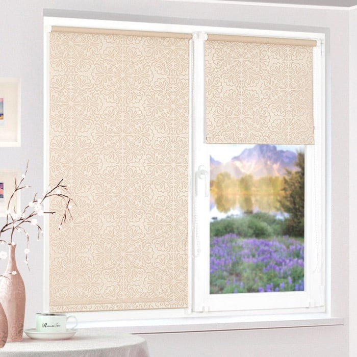Рулонная штора "Сантайм Металлик принт Темно-бежевый", ш. 34 см, в. 170