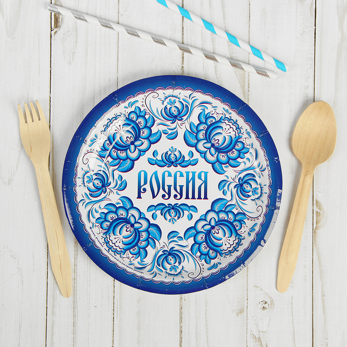 Тарелка бумажная "Гжель"