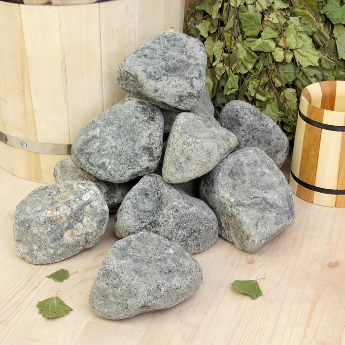 Камень для бани "Габбро-диабаз" обвалованный, коробка 20кг, 70-120мм, "Добропаровъ"