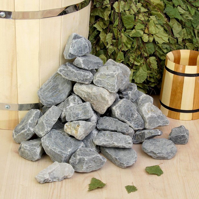 Камень для бани "Кварцит" галтованный для электрокаменки, "Добропаровъ" 20кг,40-90мм