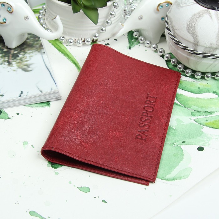 Обложка для паспорта, кристалл, цвет красный