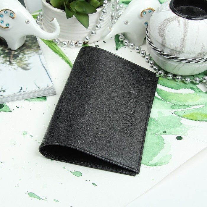Обложка для паспорта, кристалл, цвет чёрный