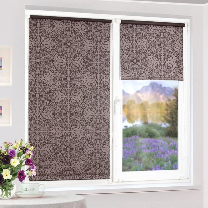 Рулонная штора "Сантайм Металлик принт Шоколад", ш. 73 см, в. 170