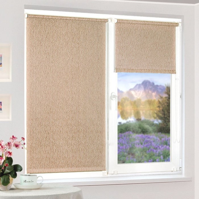 Рулонная штора "Сантайм Натур Коричневый", ш. 43 см, в. 170
