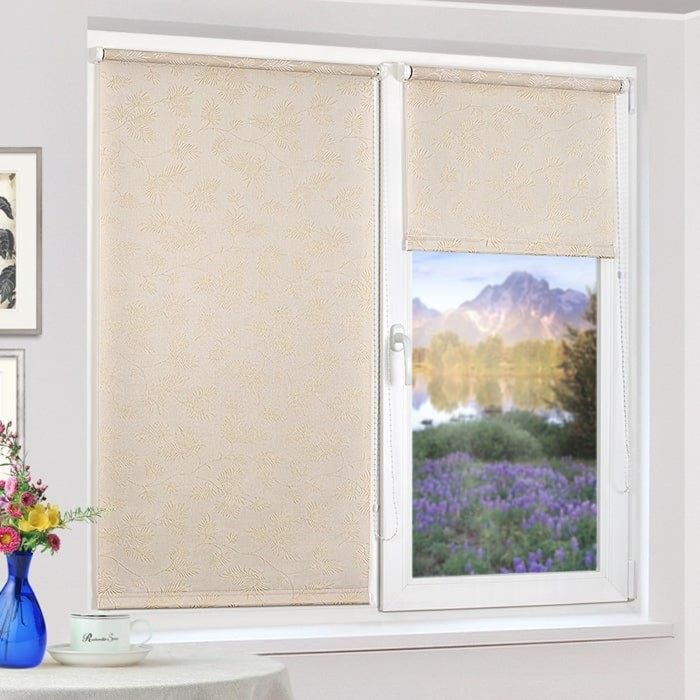 Рулонная штора "Сантайм-жаккард Престиж Бежевый", ш. 43 см, в. 170