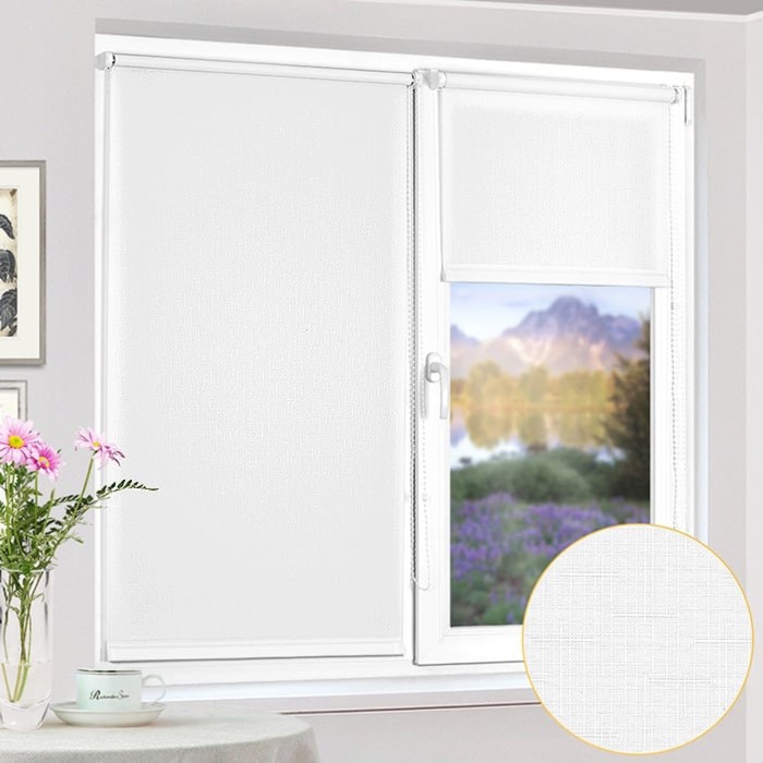 Рулонная штора эконом "Сантайм Уни Лен Белый", ш. 68 см, в. 160