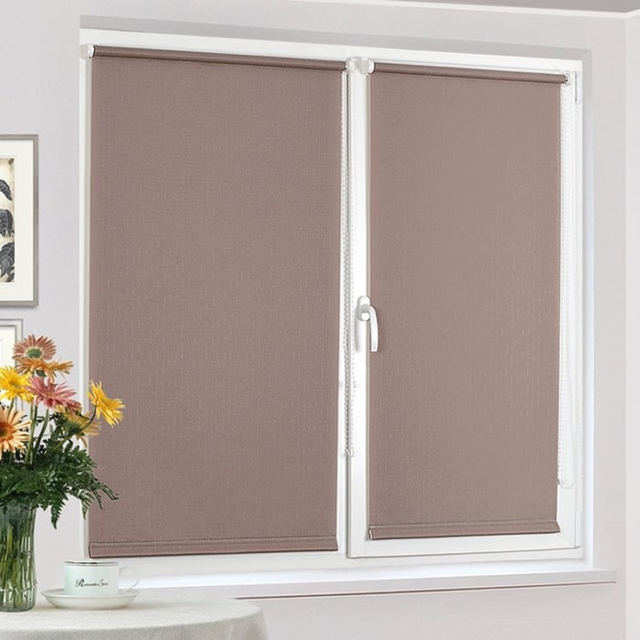 Рулонная штора эконом "Сантайм Уни Лен Какао", ш. 34 см, в. 160