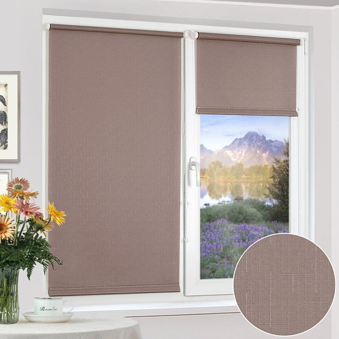 Рулонная штора эконом "Сантайм Уни Лен Какао", ш. 52 см, в. 160