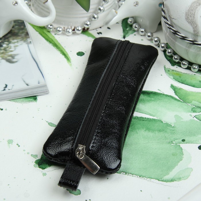 Ключница, отдел на молнии, металлическое кольцо, наплак, цвет чёрный