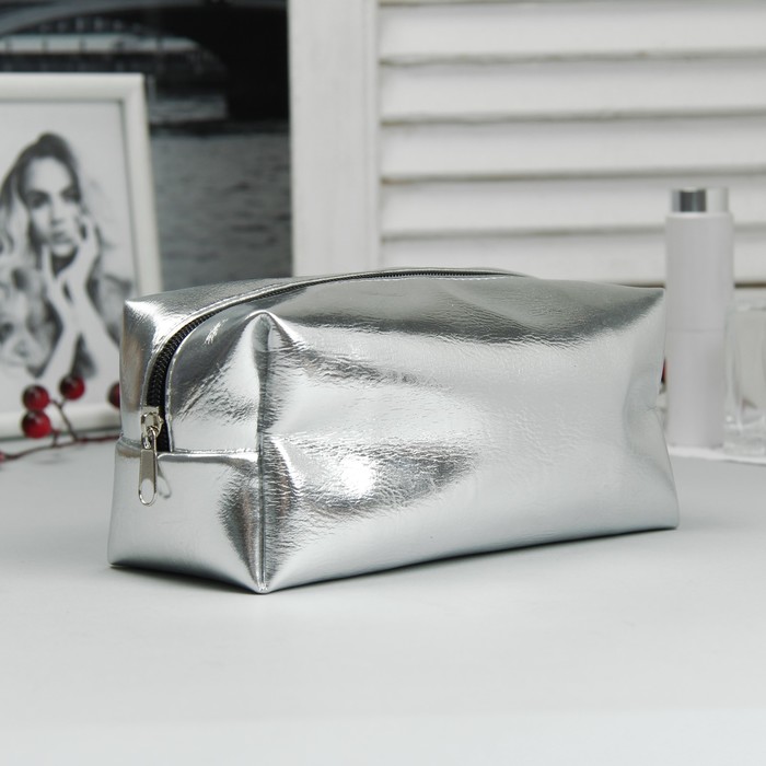 Косметичка дорожная "Серебро", отдел на молнии, цвет серебристый