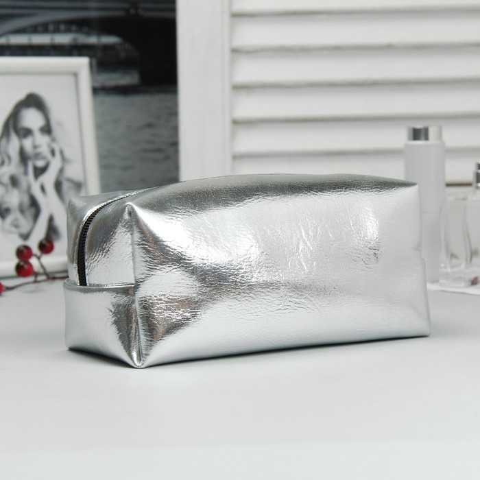 Косметичка дорожная "Серебро", отдел на молнии, цвет серебристый