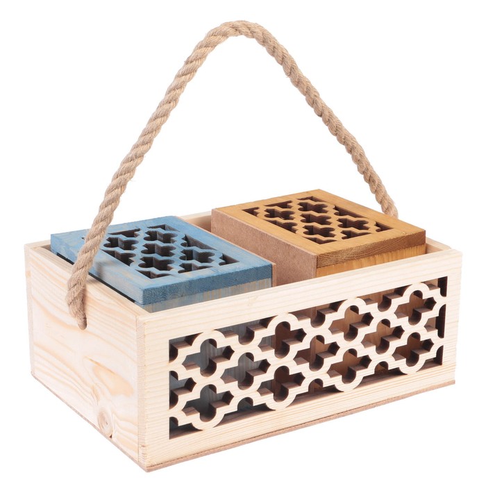 Набор кашпо "Волны" 3 в 1, из массива СОСНЫ, ручка- шнур, 3 цвета