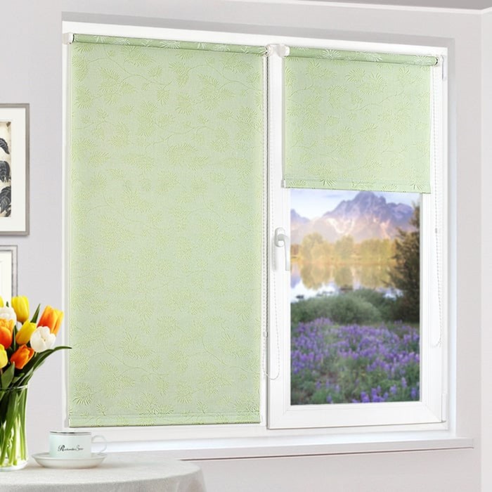 Рулонная штора "Сантайм-жаккард Престиж Салатовый", ш. 62 см, в. 170