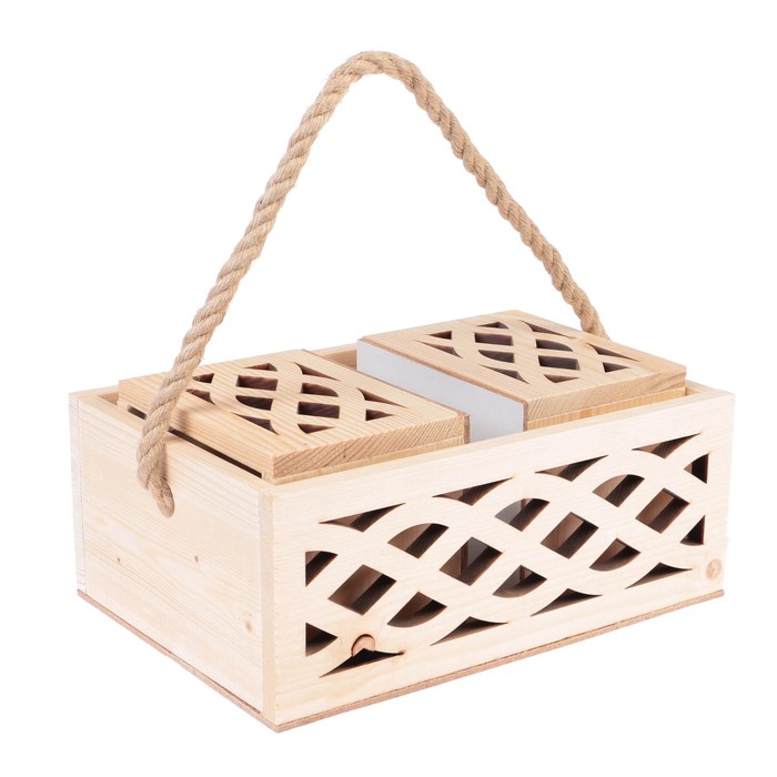 Набор кашпо "Прованс" 3 в 1, из массива СОСНЫ, ручка- шнур, 3 цвета