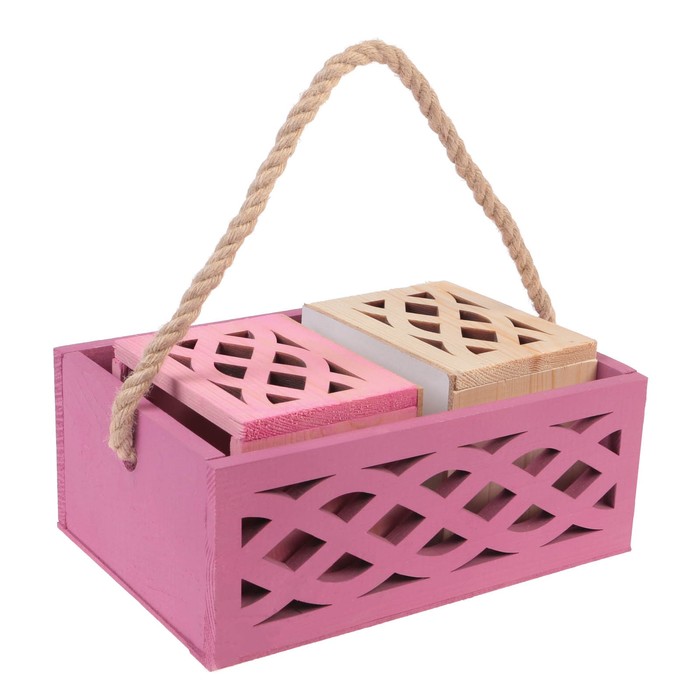 Набор кашпо "Прованс" 3 в 1, из массива СОСНЫ, ручка- шнур, 3 цвета