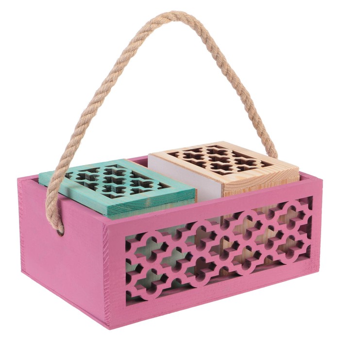 Набор кашпо "Прованс" 3 в 1, из массива СОСНЫ, ручка- шнур, 3 цвета