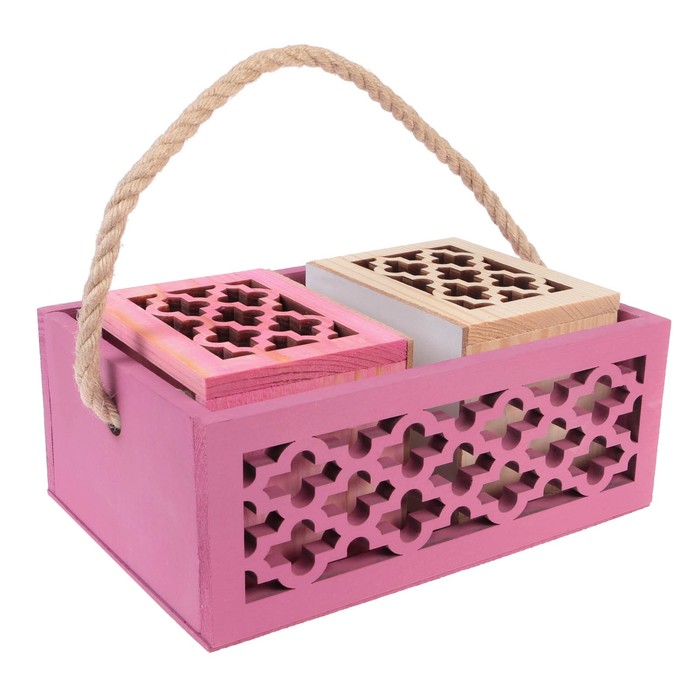 Набор кашпо "Прованс" 3 в 1, из массива СОСНЫ, ручка- шнур, 3 цвета