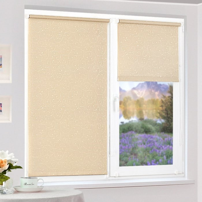 Рулонная штора "Сантайм-жаккард Прима Бежевый", ш. 68 см, в. 170