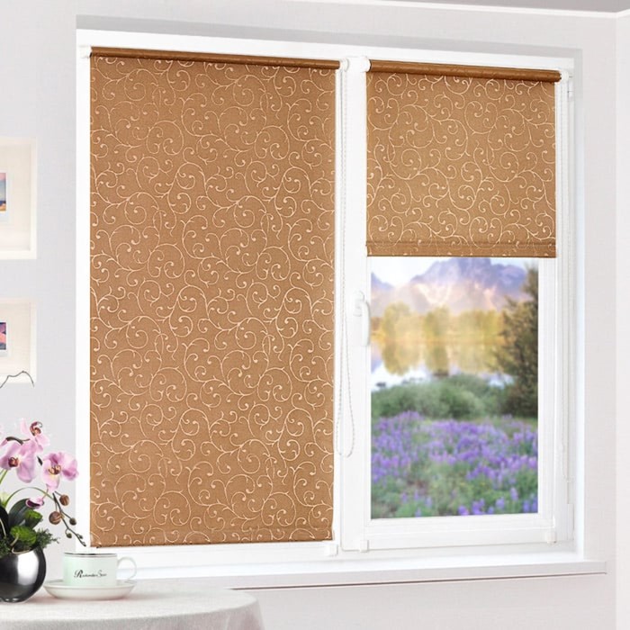 Рулонная штора "Сантайм-жаккард Прима Какао", ш. 34 см, в. 170