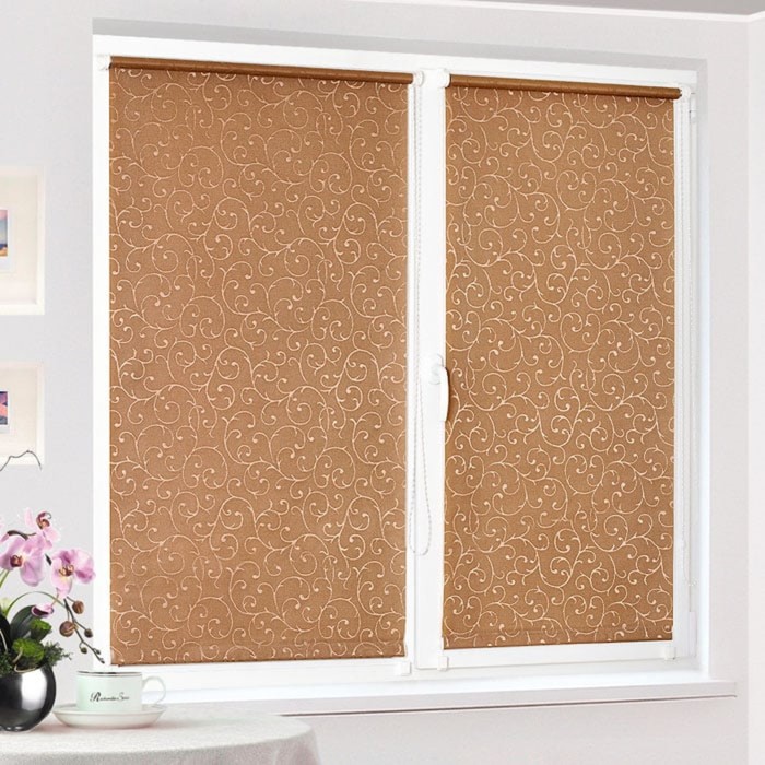 Рулонная штора "Сантайм-жаккард Прима Какао", ш. 43 см, в. 170
