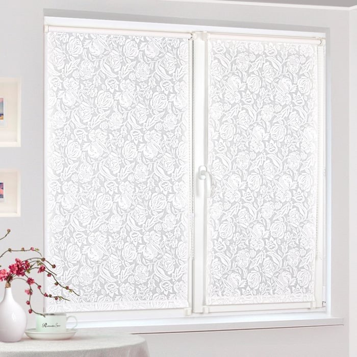 Рулонная штора "Сантайм-рисунок Глория Белая роза", ш. 43 см, в. 170
