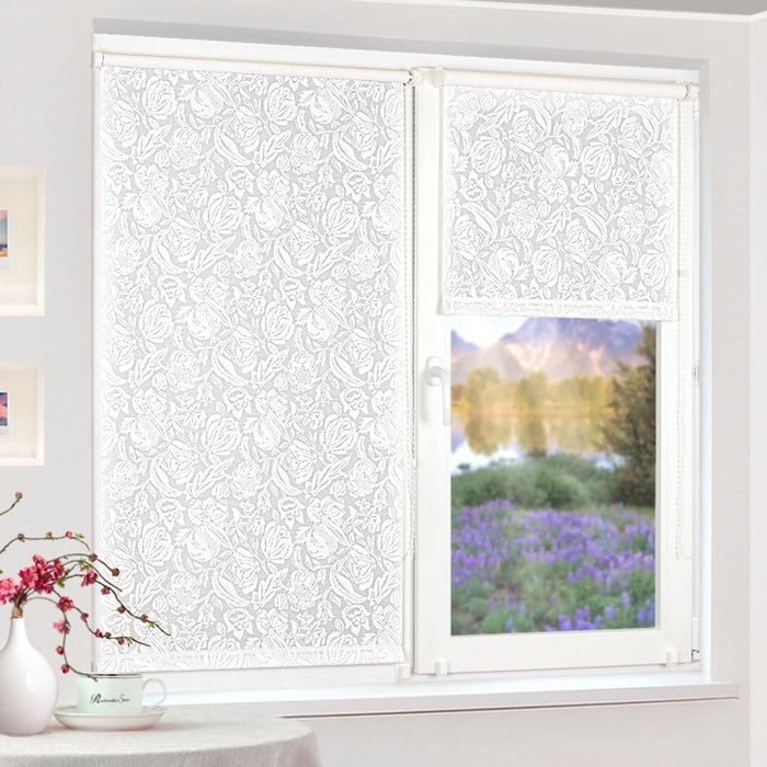 Рулонная штора "Сантайм-рисунок Глория Белая роза", ш. 52 см, в. 170