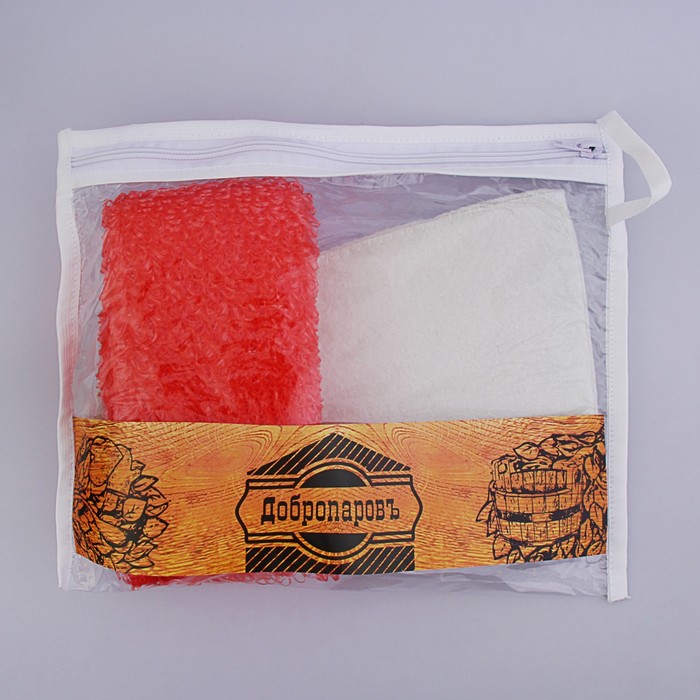 Набор для бани в косметичке "Классический" шапка, мочалка