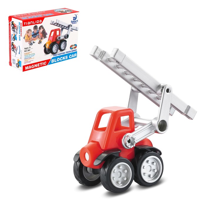 Конструктор магнитный «Пожарная машина», 6 деталей