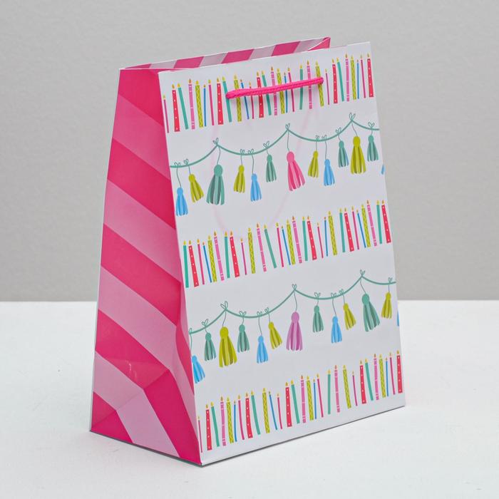 Пакет ламинированный вертикальный «Хэппи бездей», MS 18 × 23 × 10 см