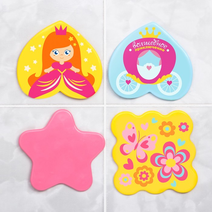 Мини-коврики для ванны «Принцесса», на присосках, набор 4 шт.