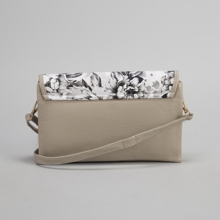 Клатч женский, 3 отдела на молнии, длинный ремень, цвет хаки