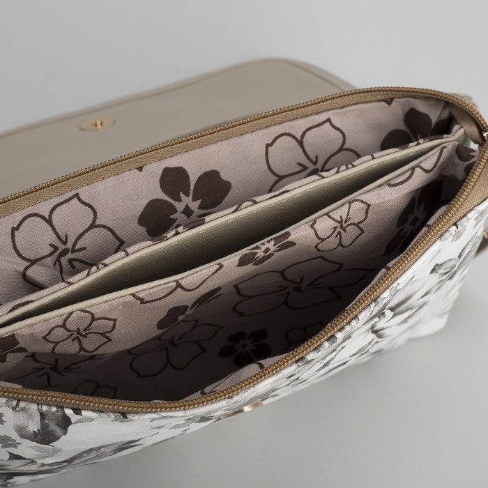 Клатч женский, 3 отдела на молнии, длинный ремень, цвет хаки