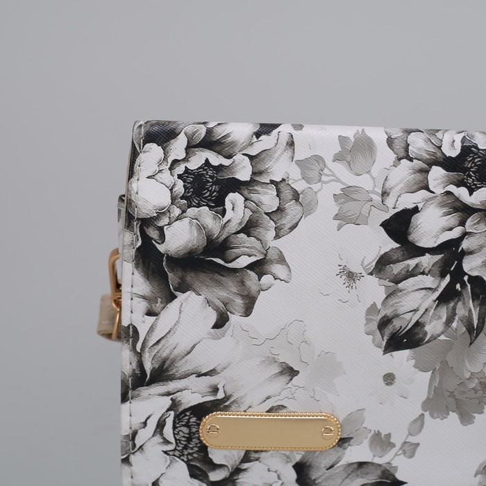 Клатч женский, 3 отдела на молнии, длинный ремень, цвет серый